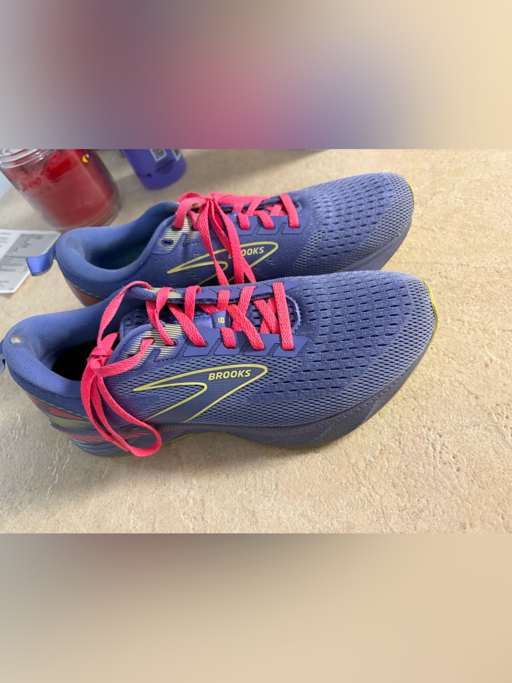 Brooks Women's Running Sneakers in Purple with Pink Laces